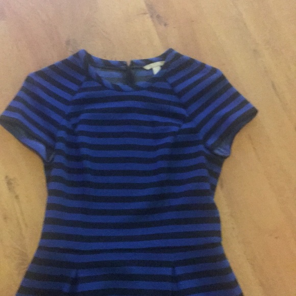 Black and royal blue striped a line dress - Picture 2 of 4